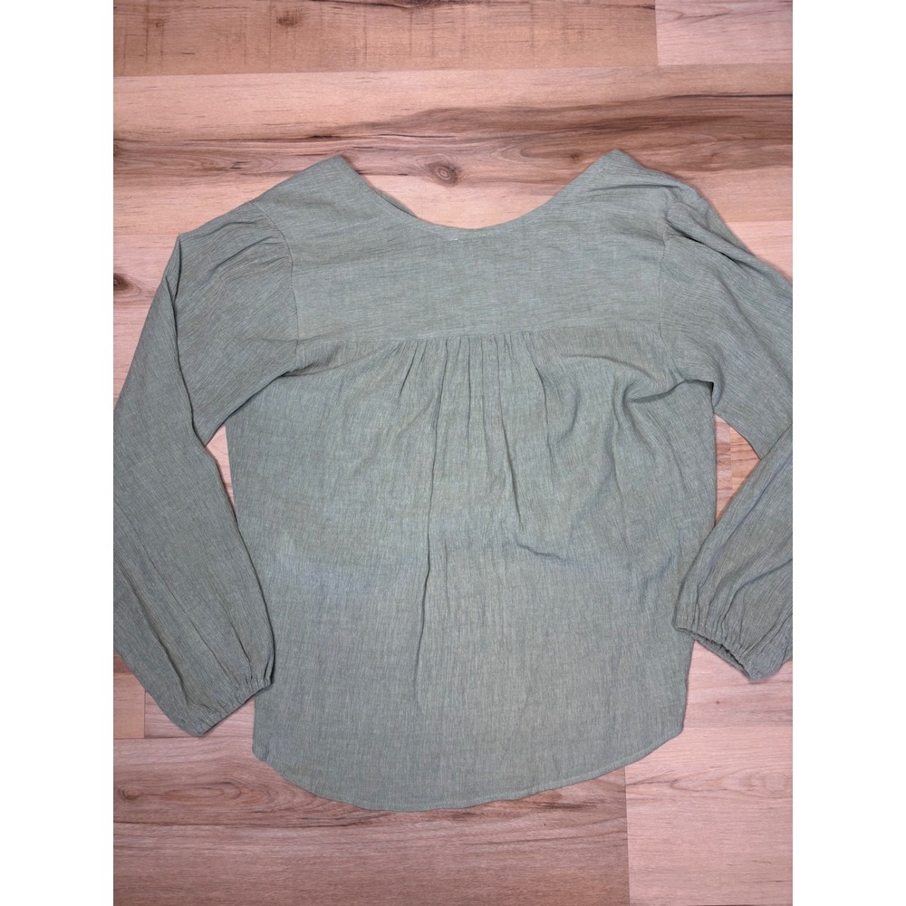 Free People Sage Green Textured Surplice Wrap V-Neck High-Low Blouse Top - Picture 10 of 10